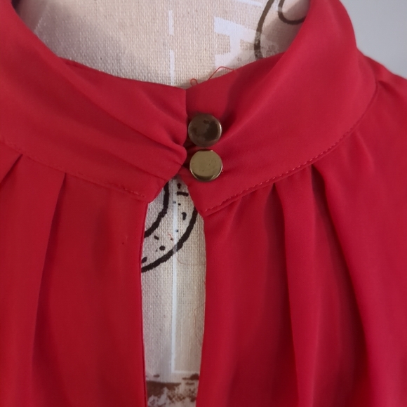 **3/$10** New York & Company Red Ruffle Blouse Size Medium - Picture 4 of 7
